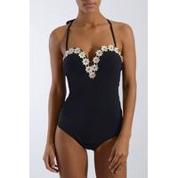 Black Sweetheart Daisy Trim Swimsuit