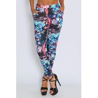 Blue Floral Print Trousers