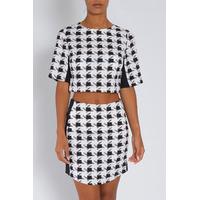 Black And White Check Co-Ord Crop Tee