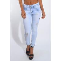 blue stonewash ripped skinny jeans