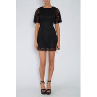 black lace cape sleeve dress