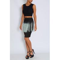 black and grey ombre fringe skirt