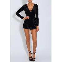 Black Velvet Plunge Playsuit