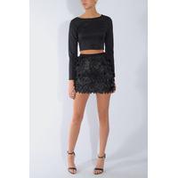 black laser cut petal skirt