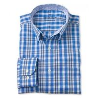 Blue Navy Check Buttondown Collar Shirt M Lengthened - Savile Row