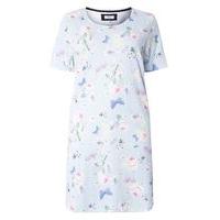 blue spring floral short nightdress blue