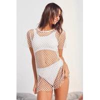 bluebella jamie fishnet t shirt dress white