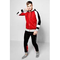 Block Skinny Fit Tracksuit - red