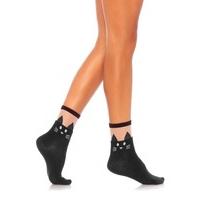 Black Cat Opaque Anklet Socks - Size: One Size