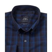Blue Navy Check Classic Fit Casual Shirt XXL Lengthen by 2\
