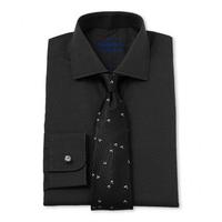 black poplin slim fit shirt 15 standard shortened double savile row