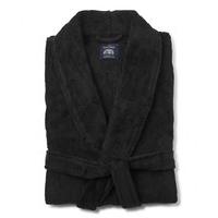 Black Ridged Super Soft Fleece Dressing Gown L - Savile Row