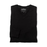 Black V-Neck Semi-Fitted Jumper S - Savile Row