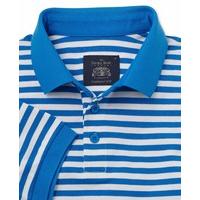 Blue White Stripe Cotton Pique Polo Shirt XL - Savile Row