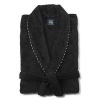 Black Rope Edged Super Soft Fleece Dressing Gown XL - Savile Row