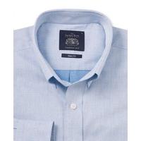 Blue Twill Button Down Collar Slim Fit Casual Shirt S Standard - Savile Row