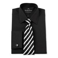 black poplin classic fit shirt 17 standard shortened double savile row