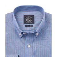 Blue Red Stripe Classic Fit Casual Shirt S Standard - Savile Row