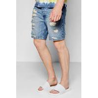 blue skinny fit ripped denim shorts blue