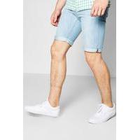 Blue Denim Shorts With Turn Ups - blue