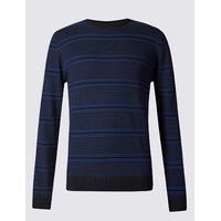 blue harbour pure cotton striped jumper