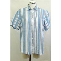 blue harbour short sleeved blue stripe shirt size medium