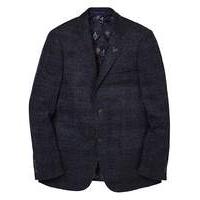 black label checked wool blazer long