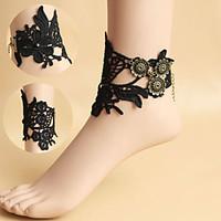 Black Flower Chain Anklet Decorative Accents for Shoes One Piece