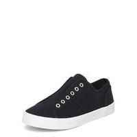 Black Laceless Canvas Trainers, Black