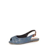 Blue Ruched Slingback Sandals, Blue