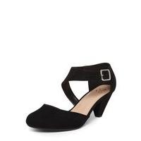 black two part facet heel court shoes black