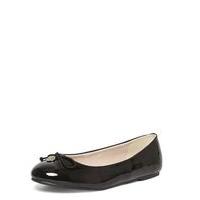 black patent charm ballerina pumps black