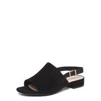 black sling back mule sandals black