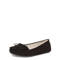 black suedette fringed moccasin black