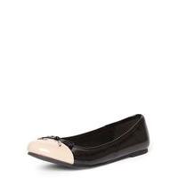 black standard fit patent contrast toe ballerina pumps black