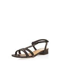 black studded sandals black