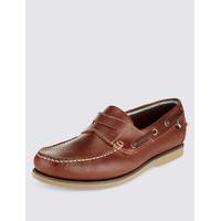 Blue Harbour Leather Slip-on Boat Shoes