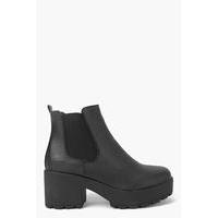 Black Heel Cleated Chelsea Boot - black