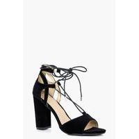 Block Heel With Wrap Strap Ankle - black