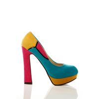 Block Colour Patch Suedette Shoes