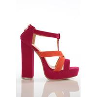 Block Heel Multicolour Suedette Sandals