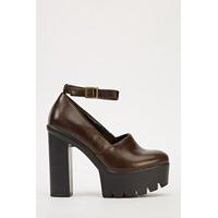 black ankle strap platform shoes