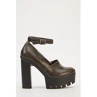 black ankle strap platform shoes