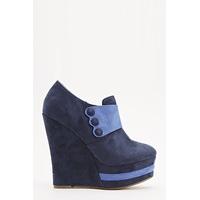 Blue Suedette Ankle Wedges