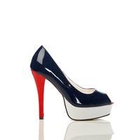 Block Colour Patent PVC Peep Toe Shoes