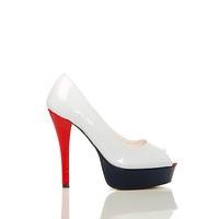 Block Colour Patent PVC Peep Toe Shoes