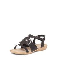 Black Flower Comfort Sandals, Black