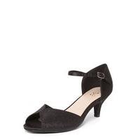 Black Tulip Toe Heeled Sandals, Black