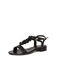 Black Ruffle Sandals, Black