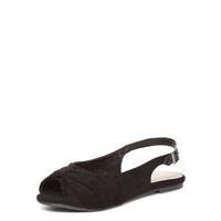 Black Ruched Slingback Sandals, Black